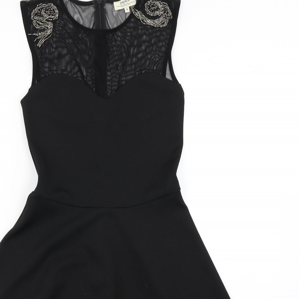 Papaya Womens Black   Skater Dress  Size 8