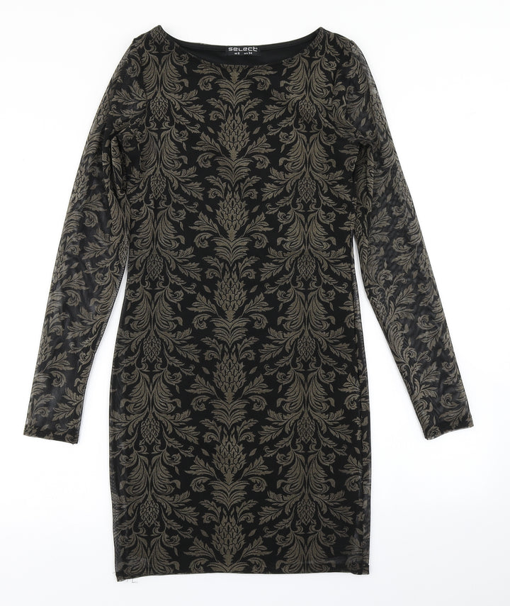 Select Womens Black Paisley Bodycon Size 6