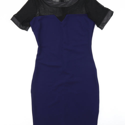 River Island Womens Blue   Pencil Dress  Size 8  - Mesh sleeve