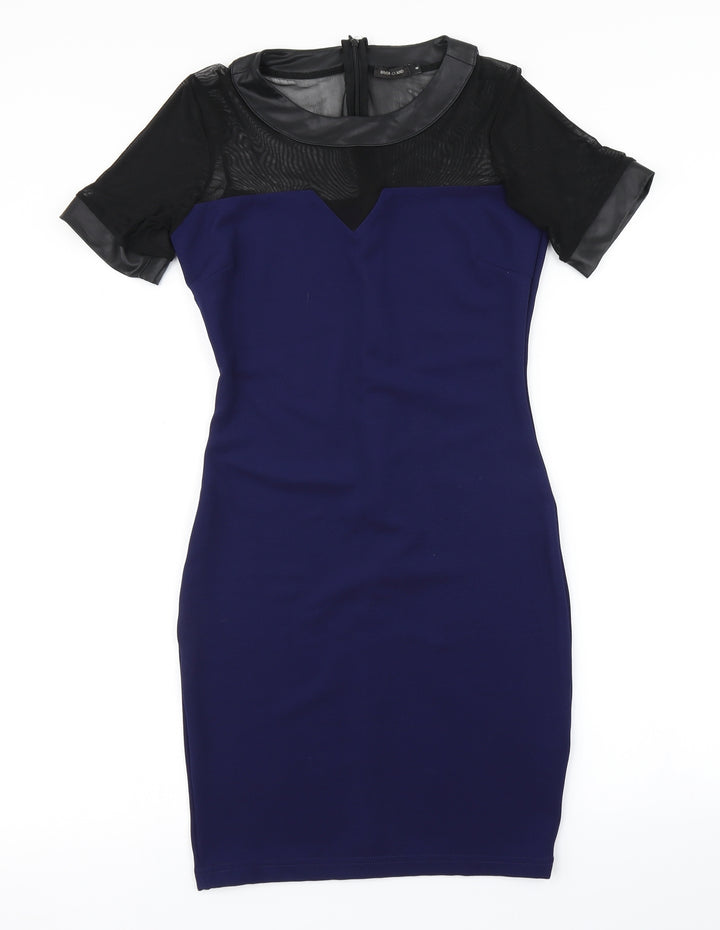 River Island Womens Blue   Pencil Dress  Size 8  - Mesh sleeve
