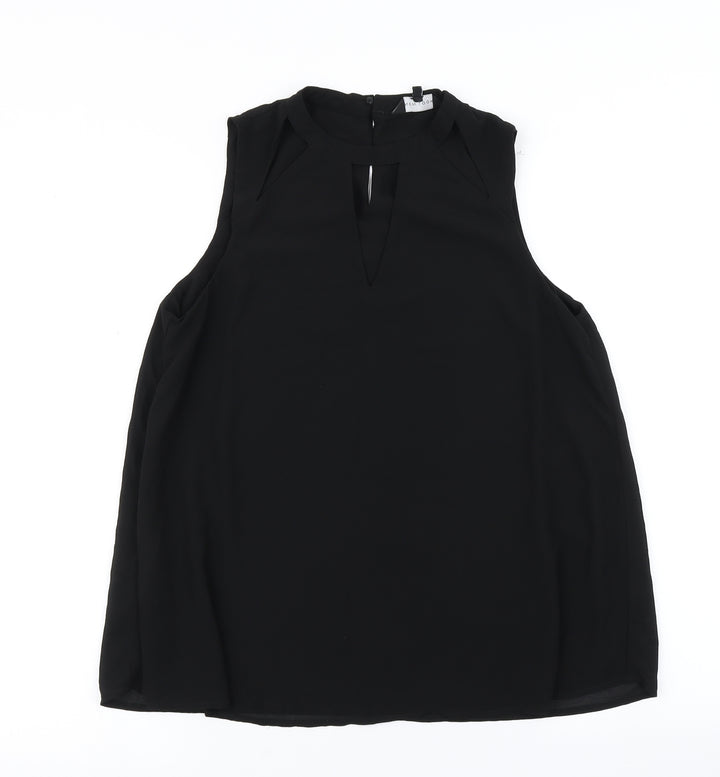 New Look Womens Black Basic Blouse Size 8 - Cut Out