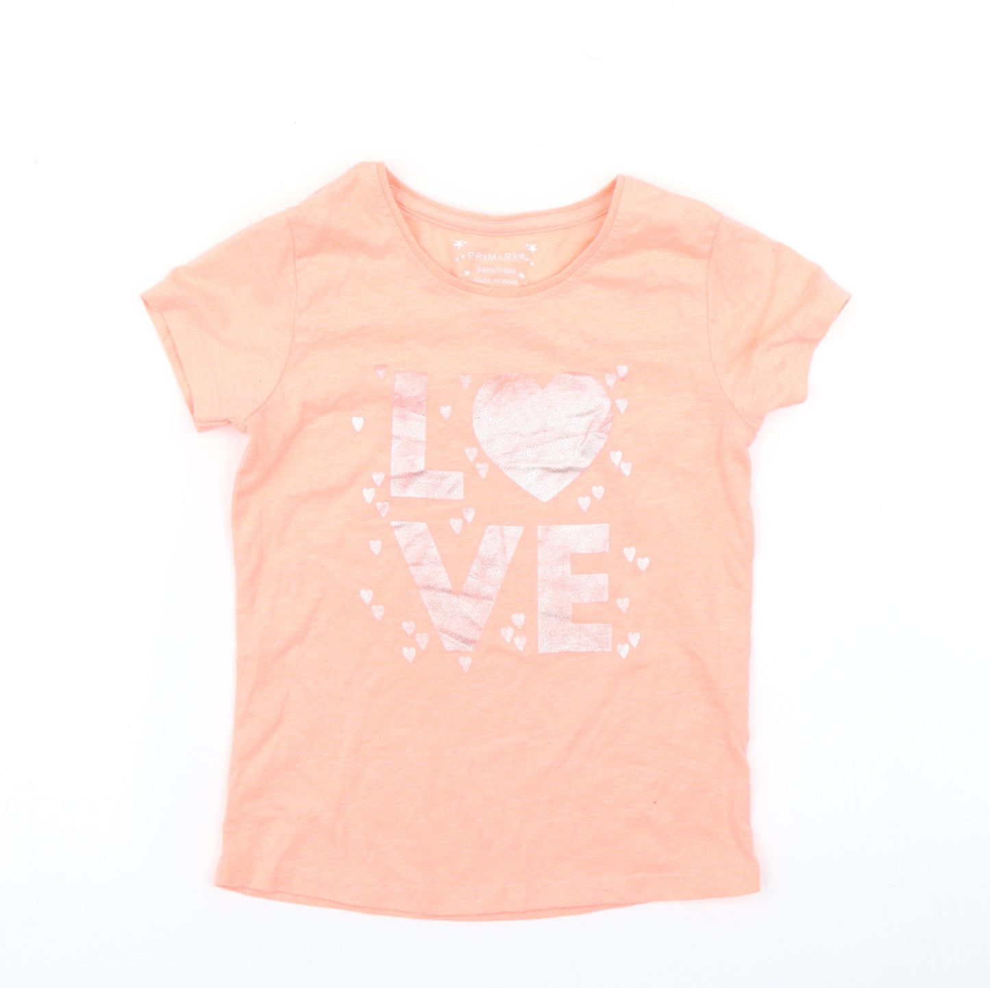 Primark Girls Orange   Basic T-Shirt Size 5-6 Years