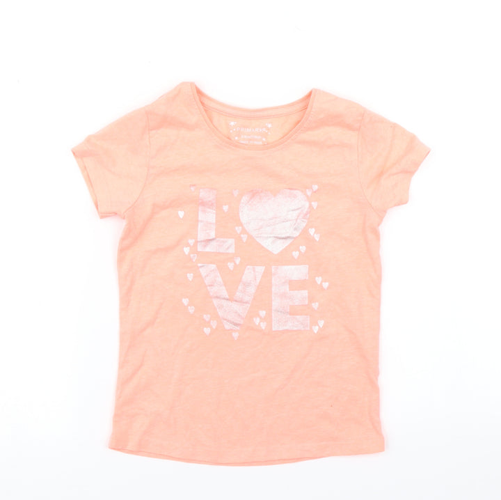 Primark Girls Orange   Basic T-Shirt Size 5-6 Years