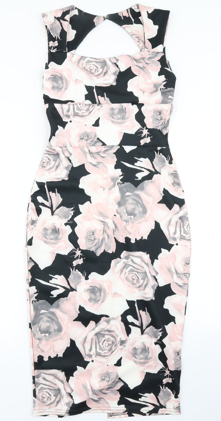 Select Womens Black Floral  Pencil Dress  Size 10