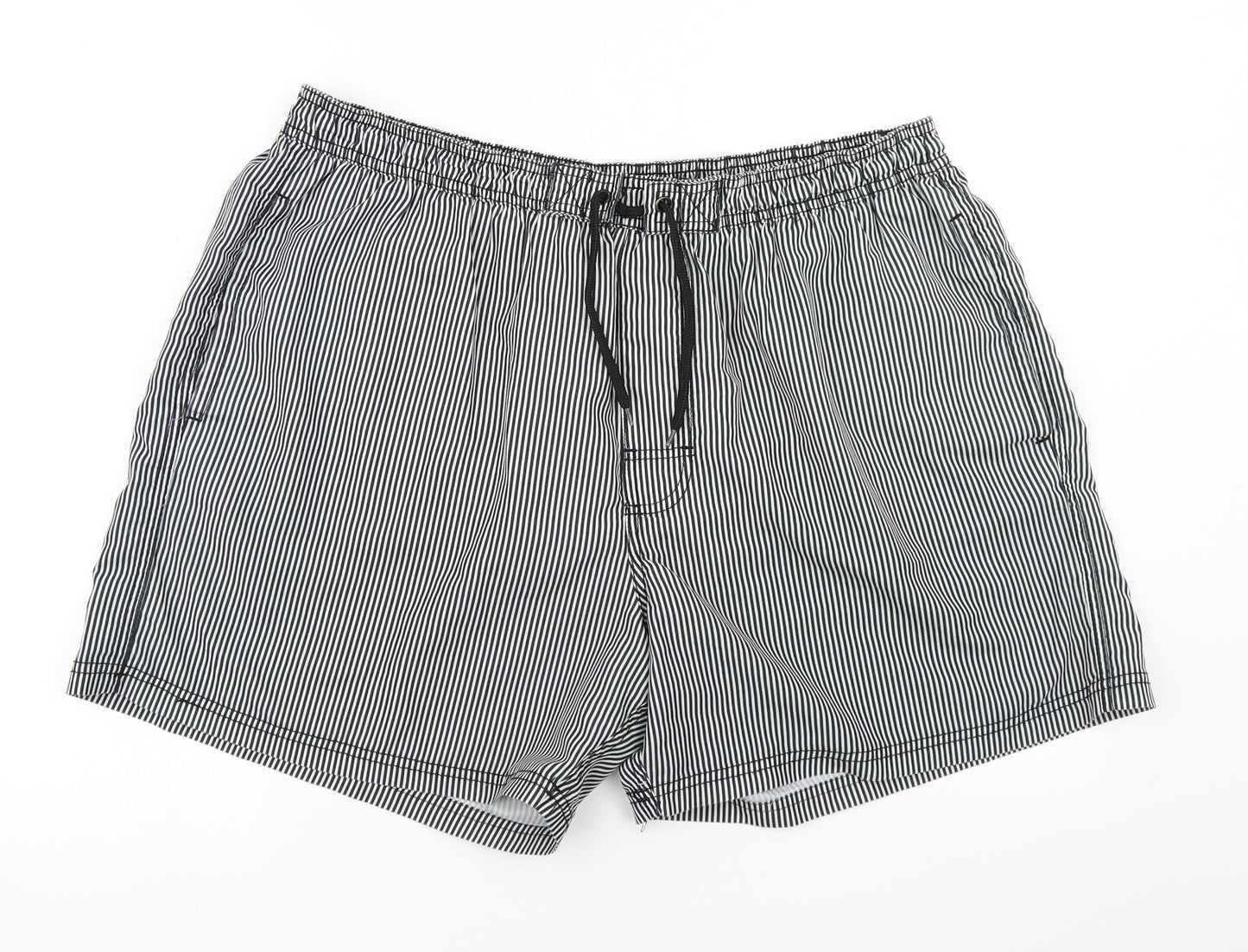 F&F Mens Black Striped  Athletic Shorts Size 2XL