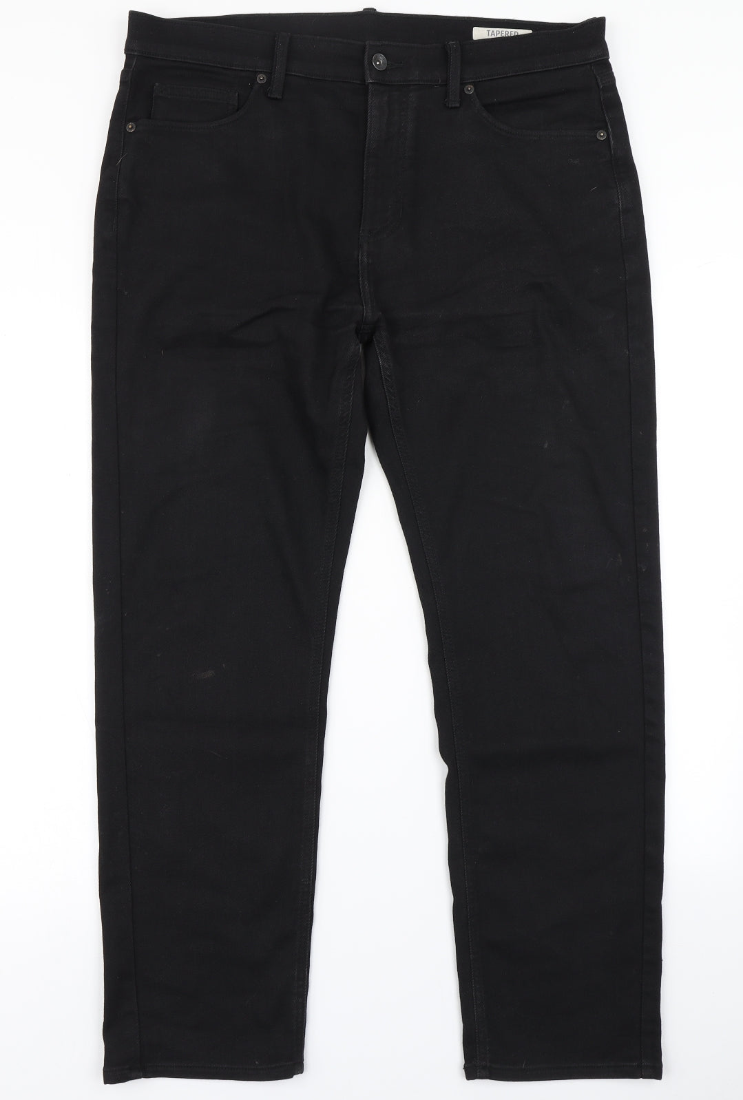 M&S Mens Black  Denim Tapered Jeans Size 36 in L29 in