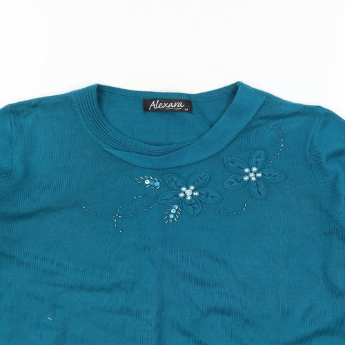 Alexara Womens Blue  Knit Pullover Jumper Size M
