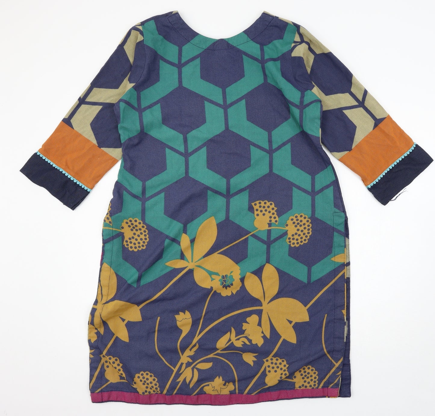 Khadijahs Womens Multicoloured Geometric Jersey Basic Blouse Size L