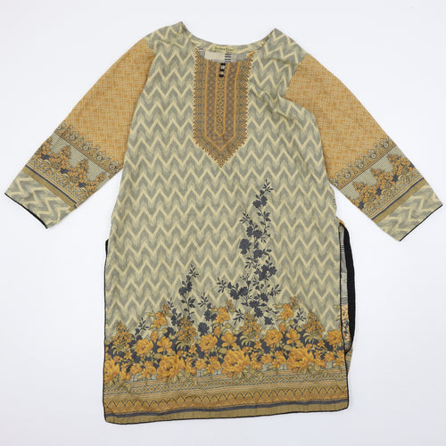 Bushra Khan Womens Multicoloured Geometric  Basic Blouse Size L