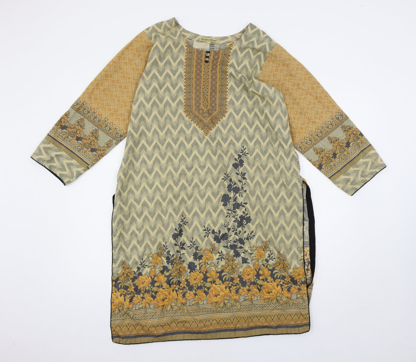 Bushra Khan Womens Multicoloured Geometric  Basic Blouse Size L