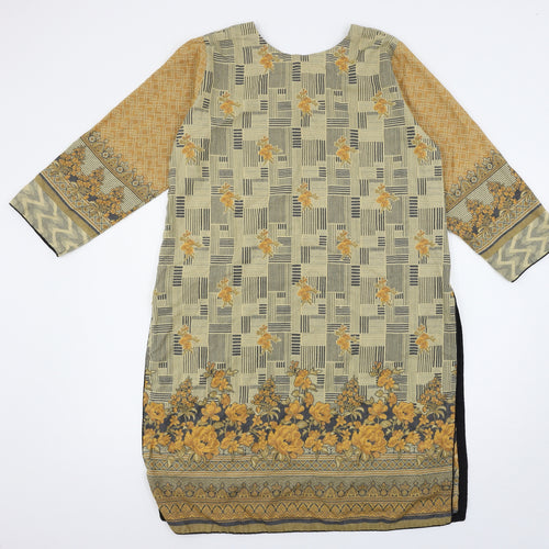 Bushra Khan Womens Multicoloured Geometric  Basic Blouse Size L