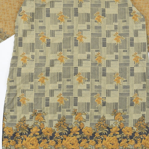 Bushra Khan Womens Multicoloured Geometric  Basic Blouse Size L