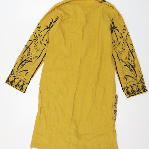 Jacquard Womens Yellow Geometric  Basic Blouse Size S