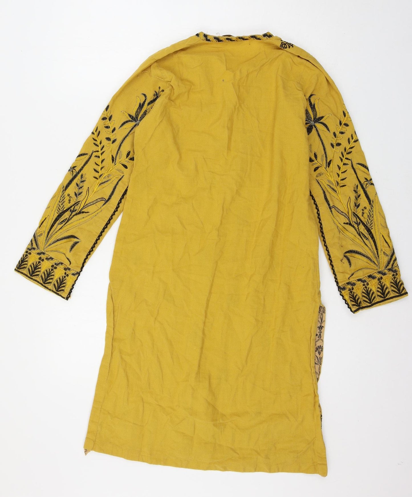 Jacquard Womens Yellow Geometric  Basic Blouse Size S