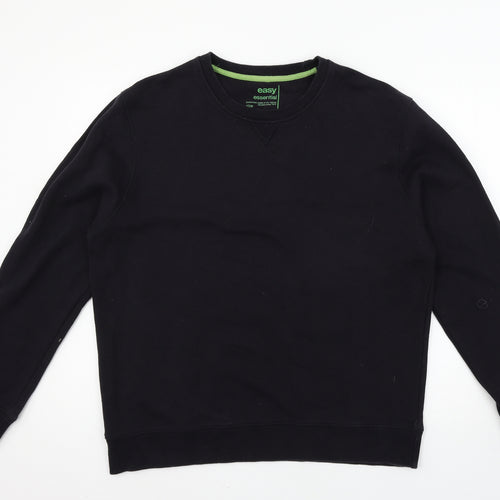 Easy Mens Black  Jersey Pullover Sweatshirt Size L