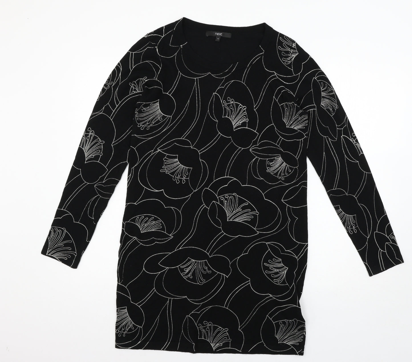 NEXT Womens Black Geometric Knit Pullover Jumper Size L