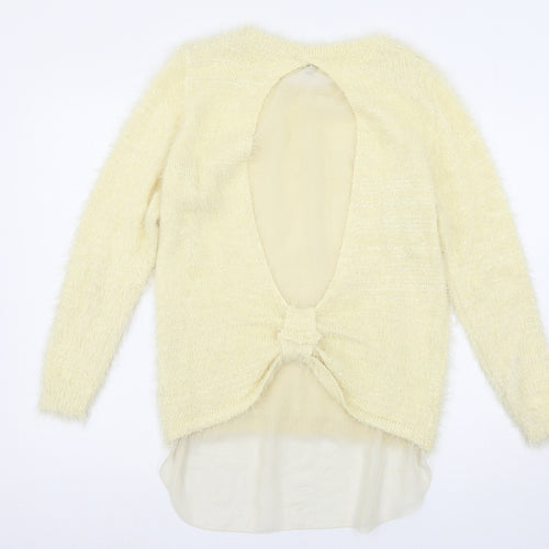 Mandi Womens Ivory  Knit Pullover Jumper Size 12
