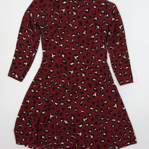 H&M Womens Red Animal Print  Basic Blouse Size 6