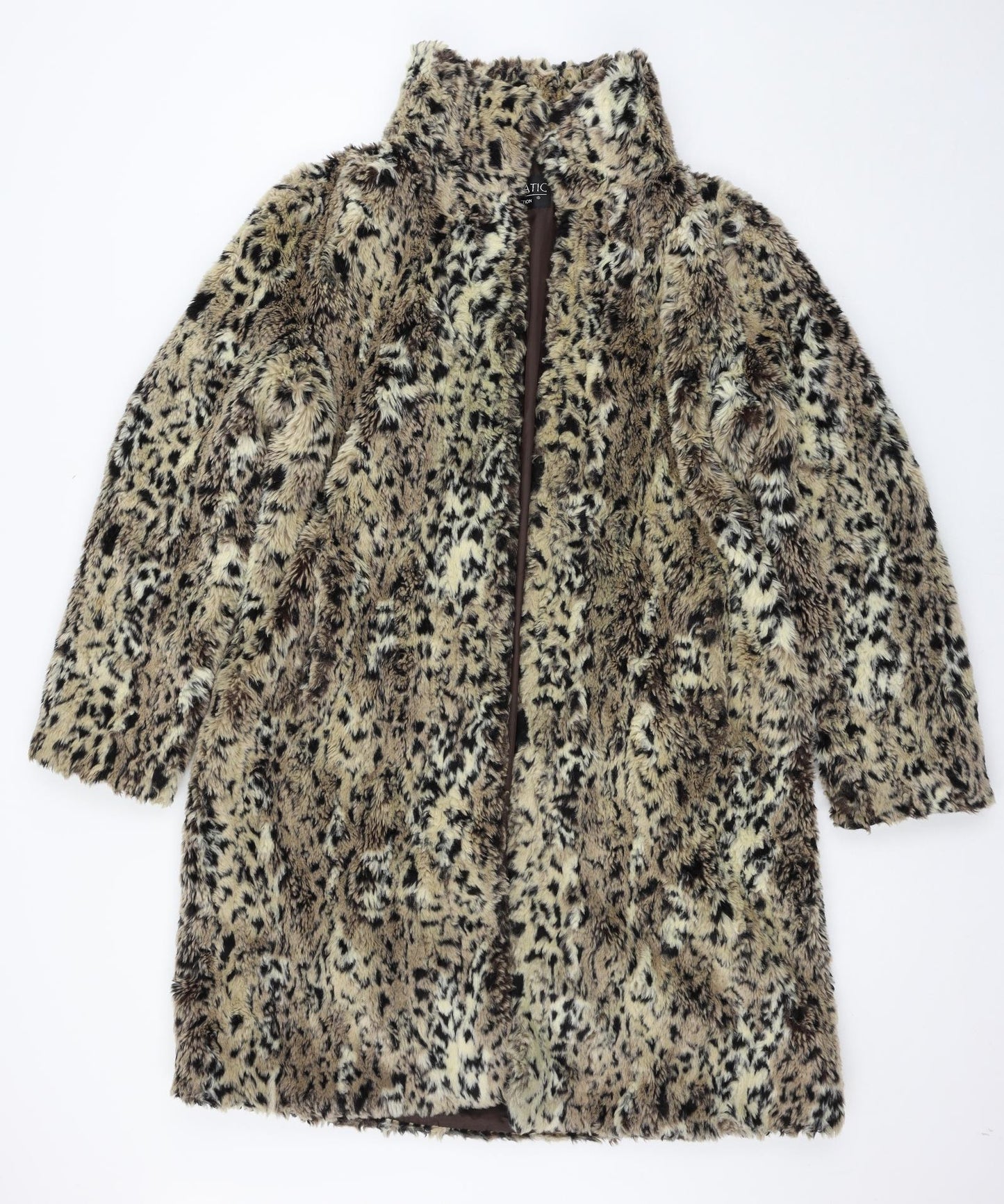 Furnatic Womens Brown Animal Print  Overcoat Coat Size 14