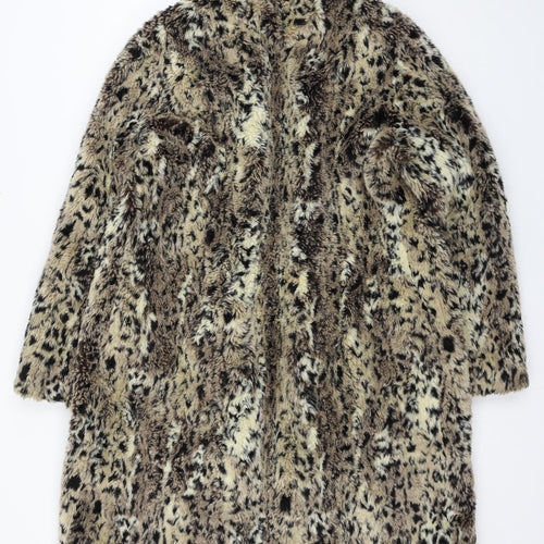 Furnatic Womens Brown Animal Print  Overcoat Coat Size 14