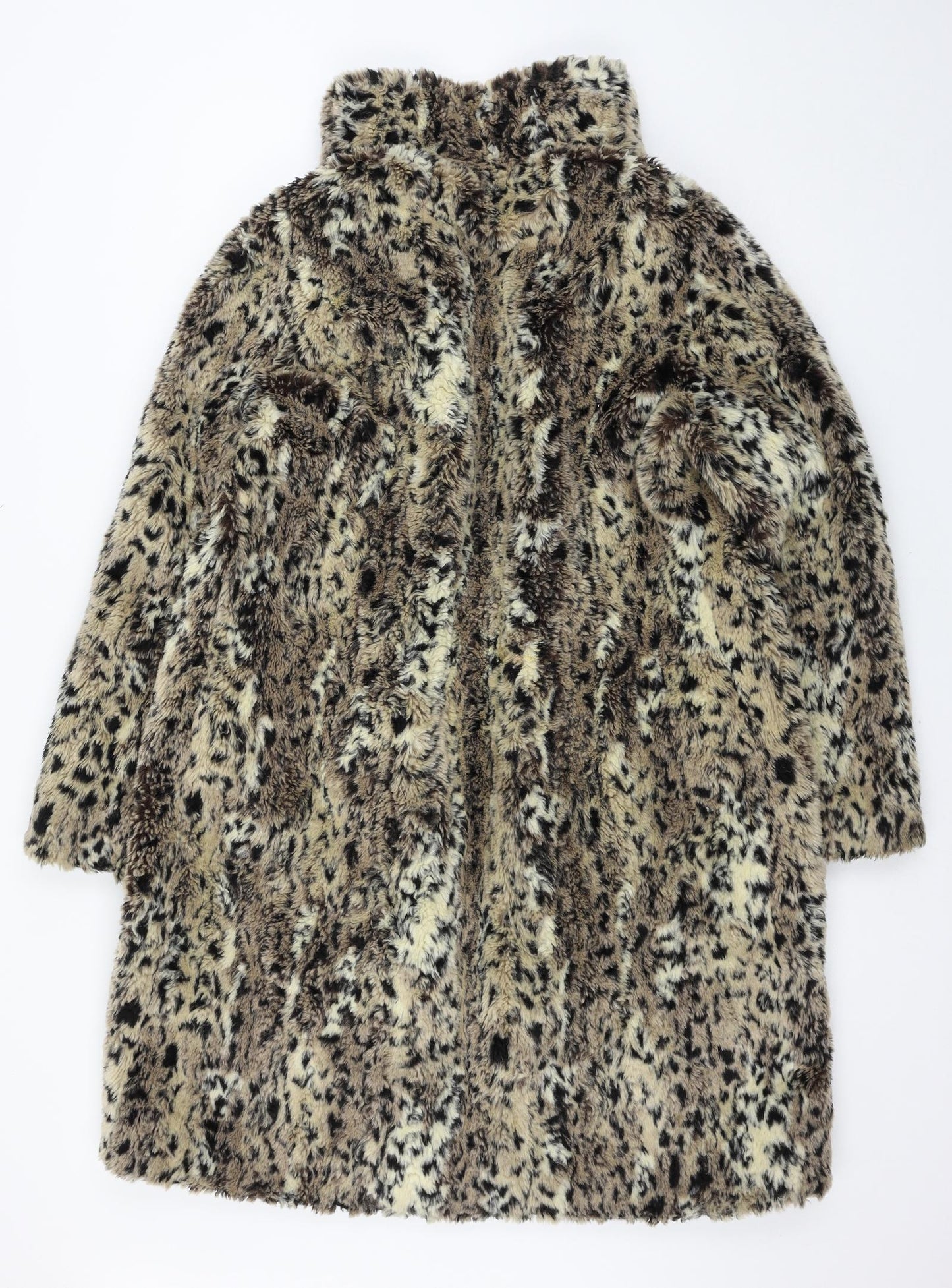 Furnatic Womens Brown Animal Print  Overcoat Coat Size 14