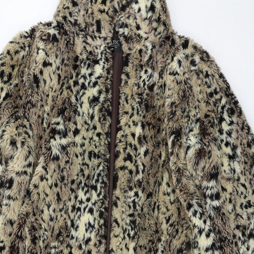 Furnatic Womens Brown Animal Print  Overcoat Coat Size 14