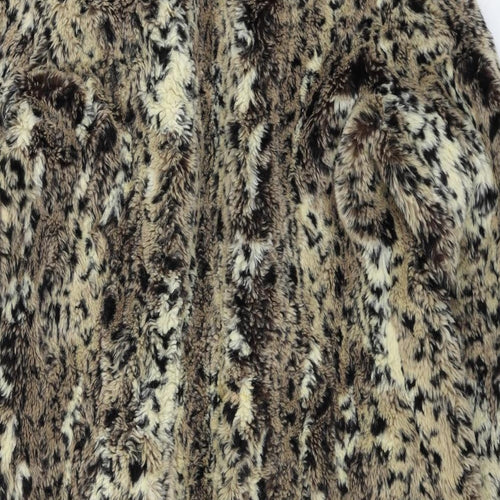 Furnatic Womens Brown Animal Print  Overcoat Coat Size 14