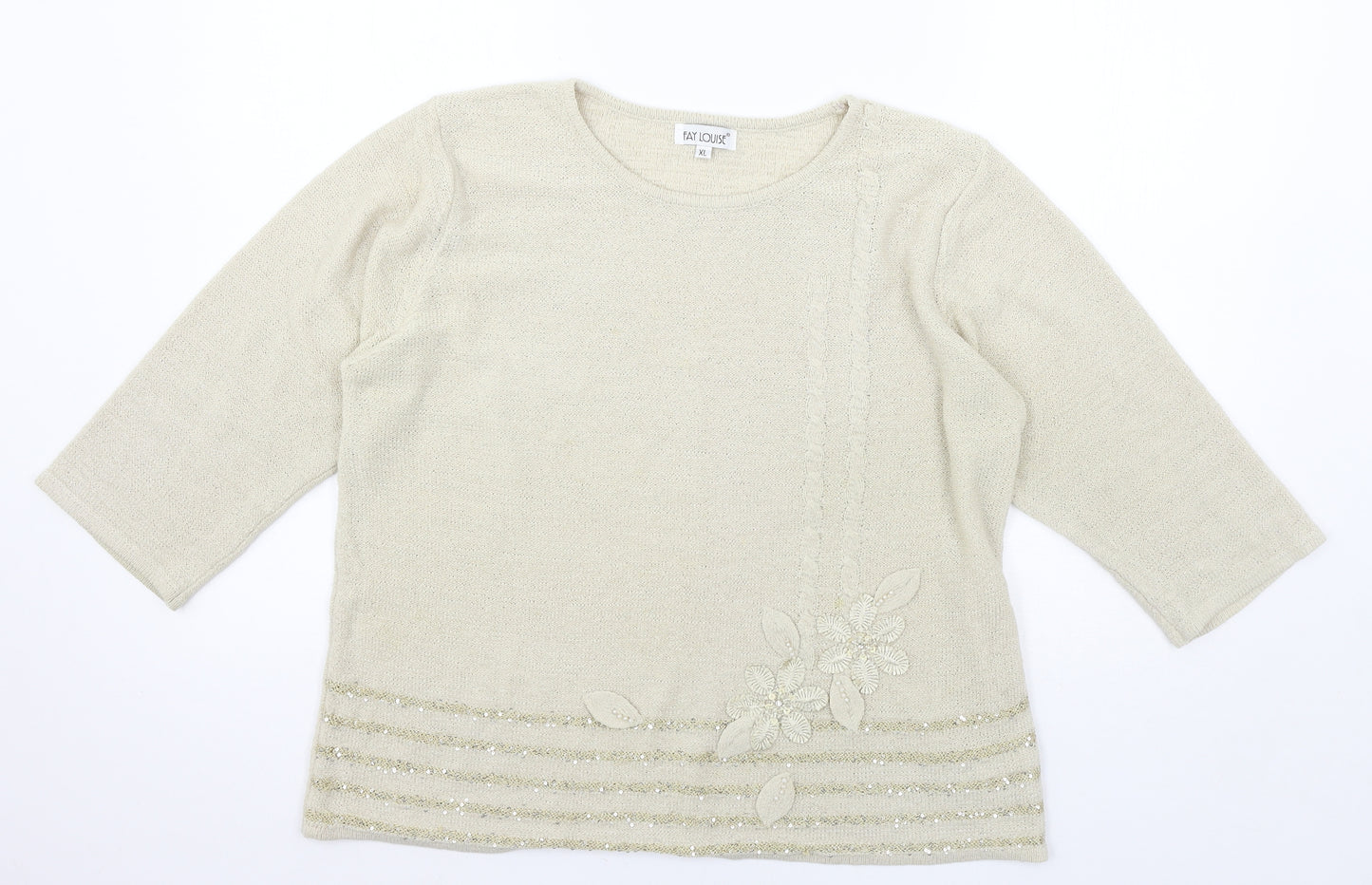 Fay Louise Womens Ivory  Knit Pullover Jumper Size XL