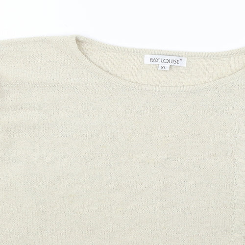 Fay Louise Womens Ivory  Knit Pullover Jumper Size XL