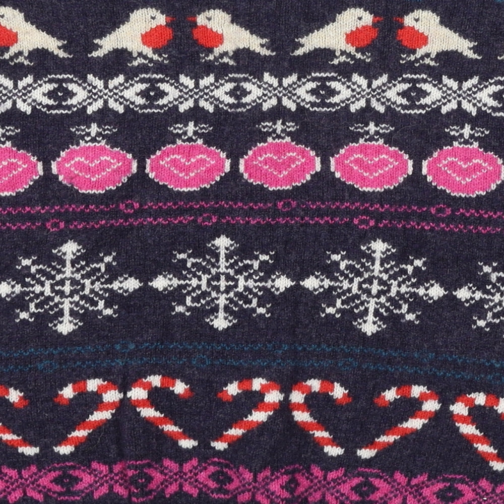 TU Womens Blue Geometric Knit Pullover Jumper Size 14  - Christmas icons