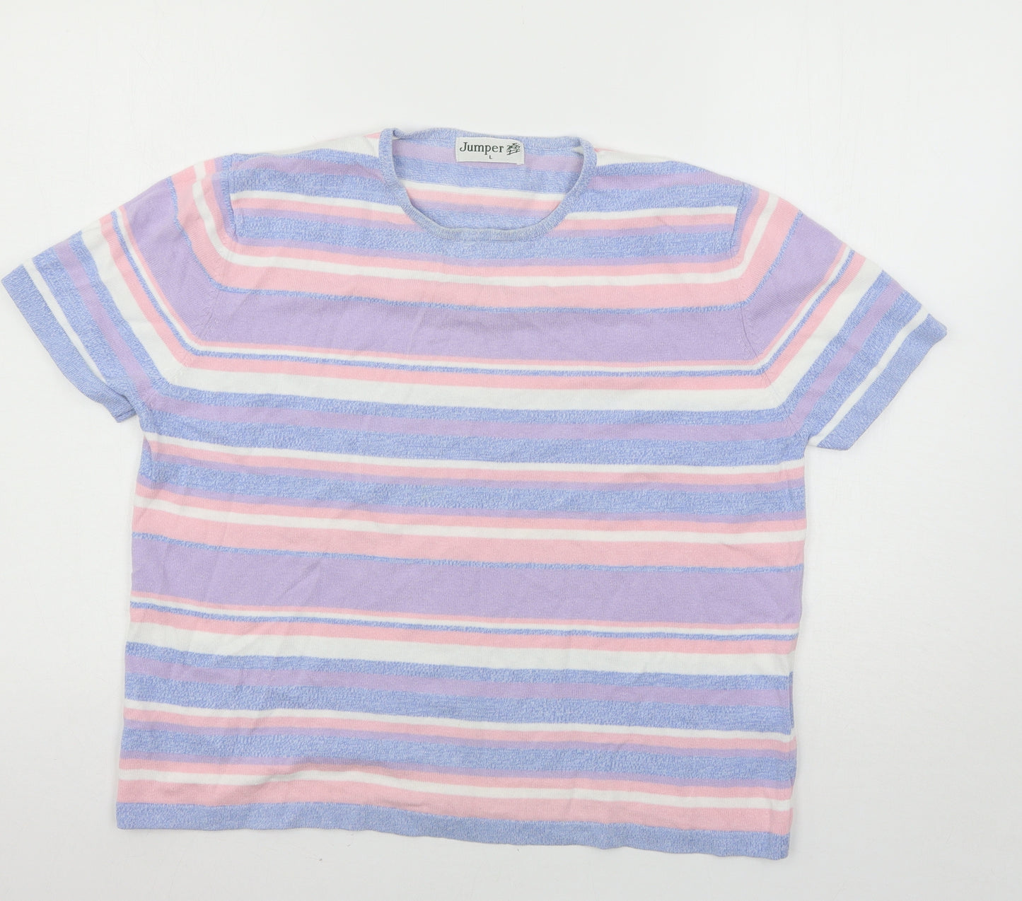 Jumper  Womens Multicoloured Striped Jersey Pullover Jumper Size L