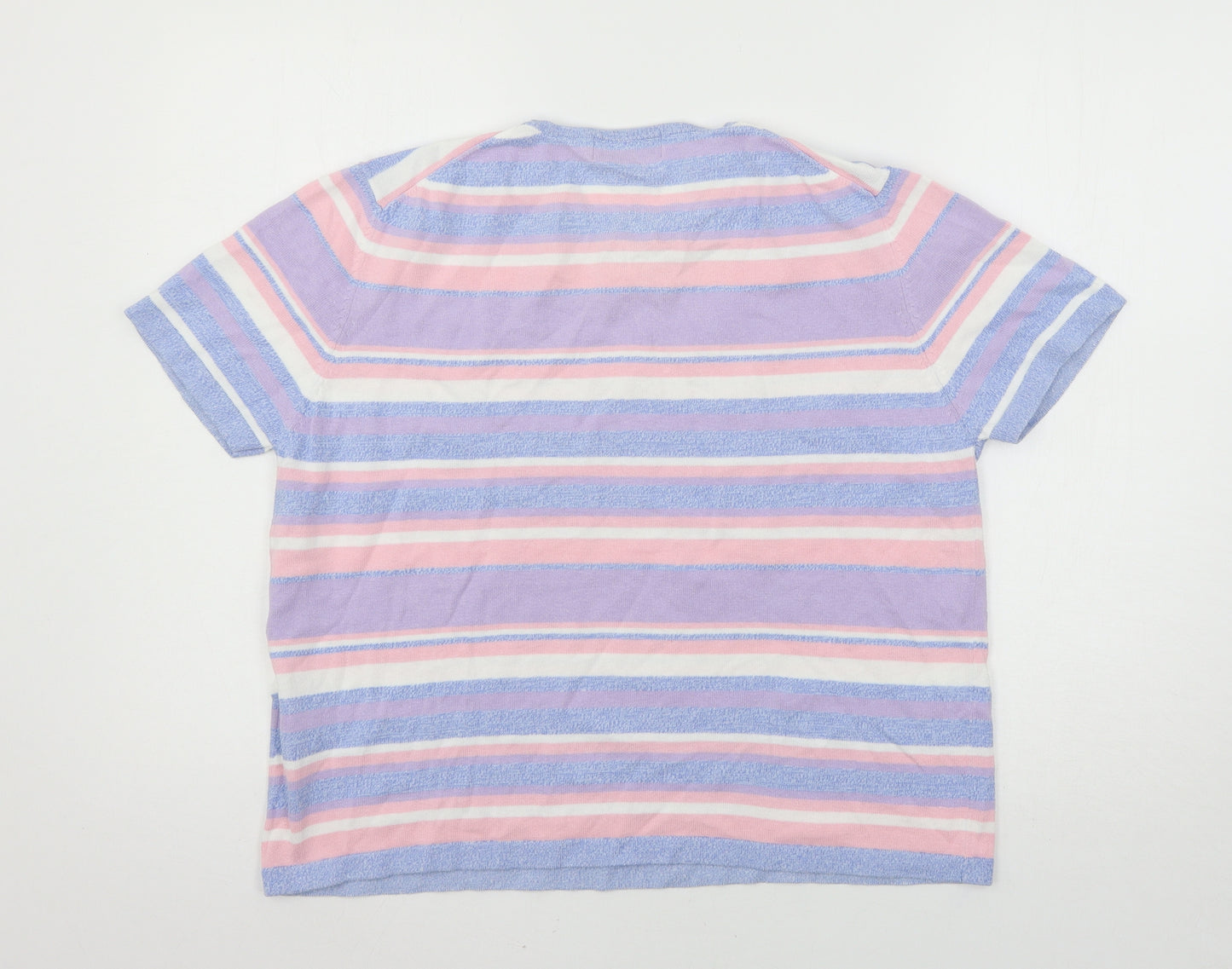 Jumper  Womens Multicoloured Striped Jersey Pullover Jumper Size L