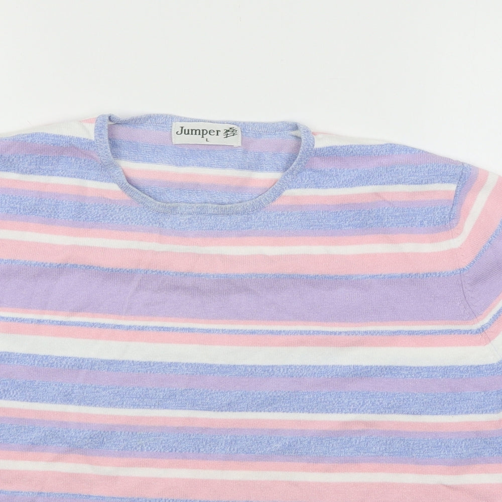 Jumper  Womens Multicoloured Striped Jersey Pullover Jumper Size L