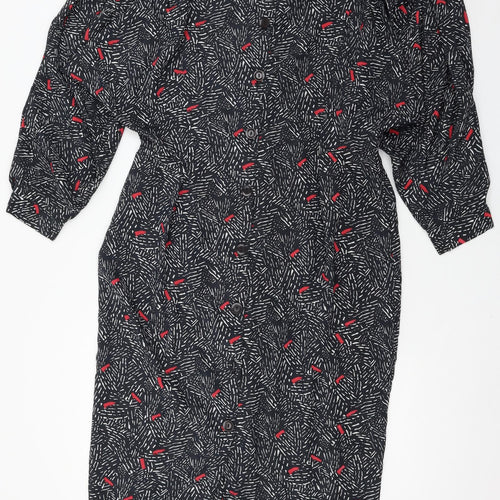 Something Special Womens Black Geometric  Shirt Dress  Size 16