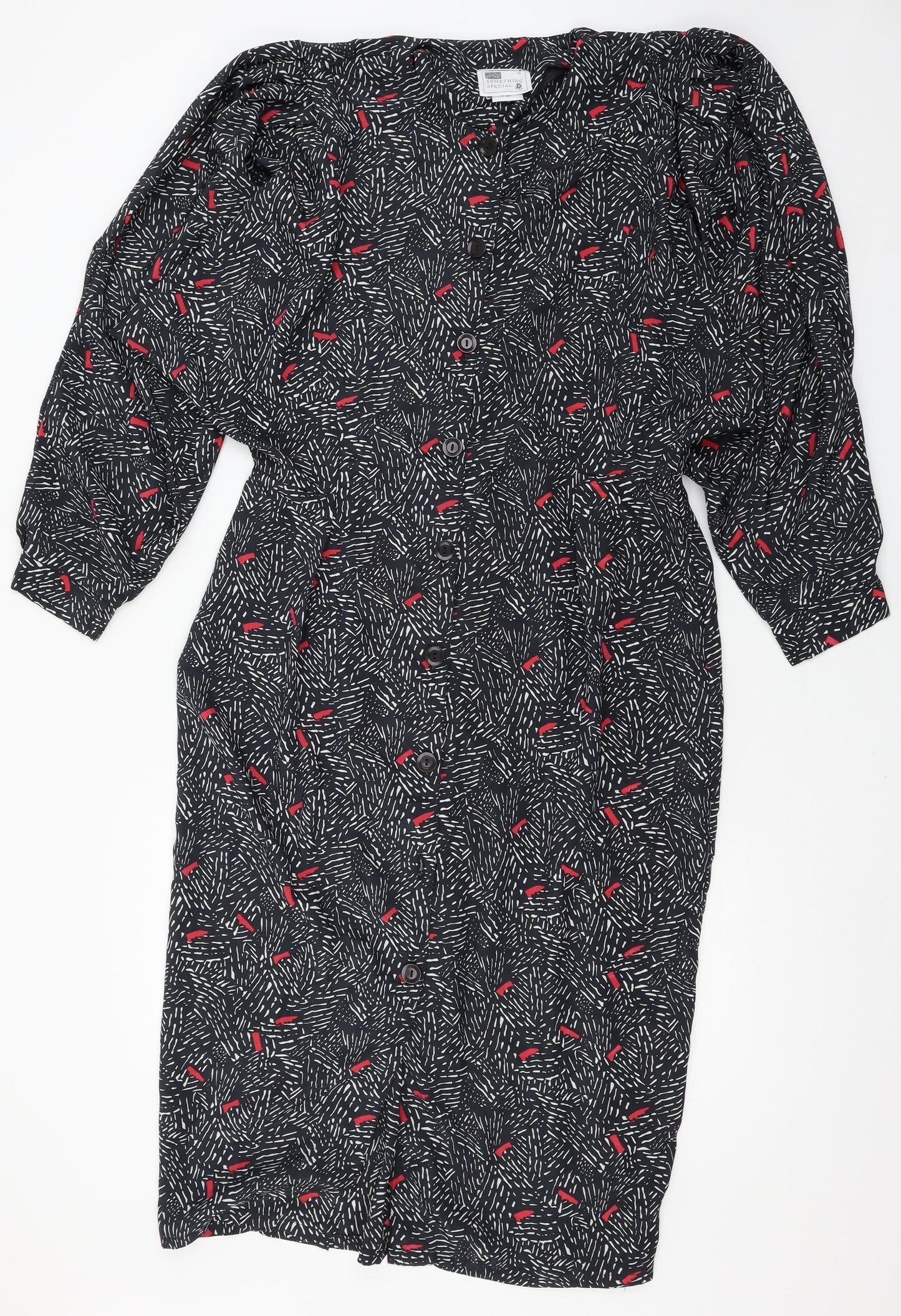 Something Special Womens Black Geometric  Shirt Dress  Size 16