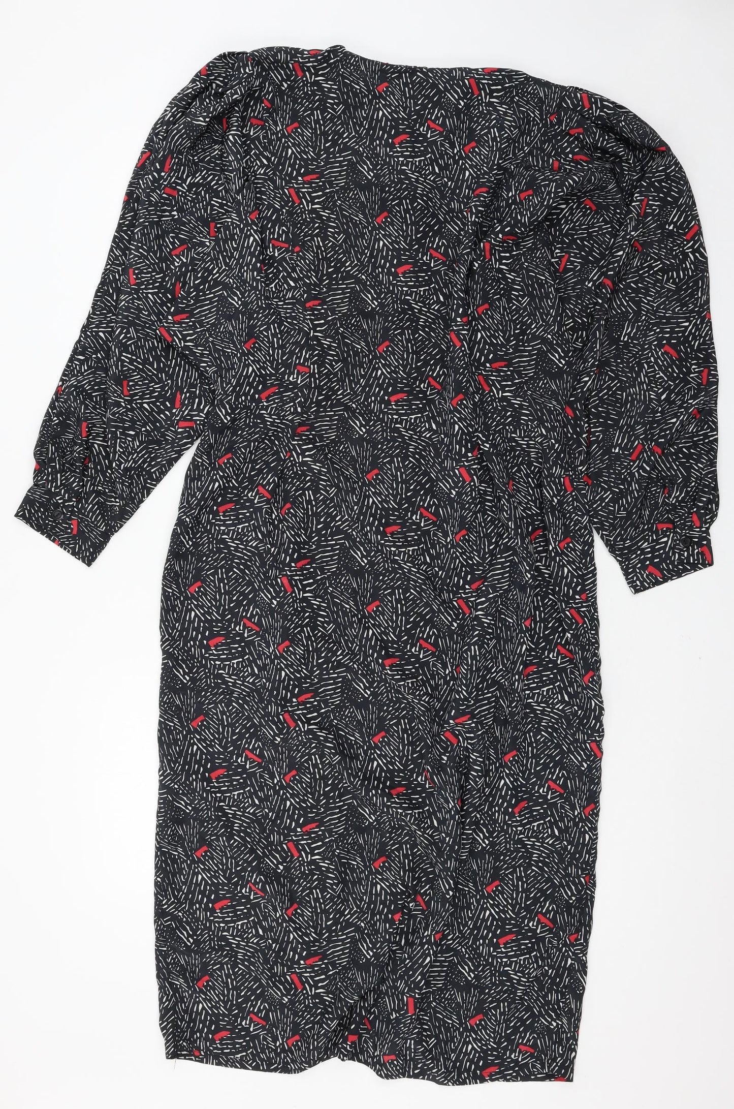 Something Special Womens Black Geometric  Shirt Dress  Size 16