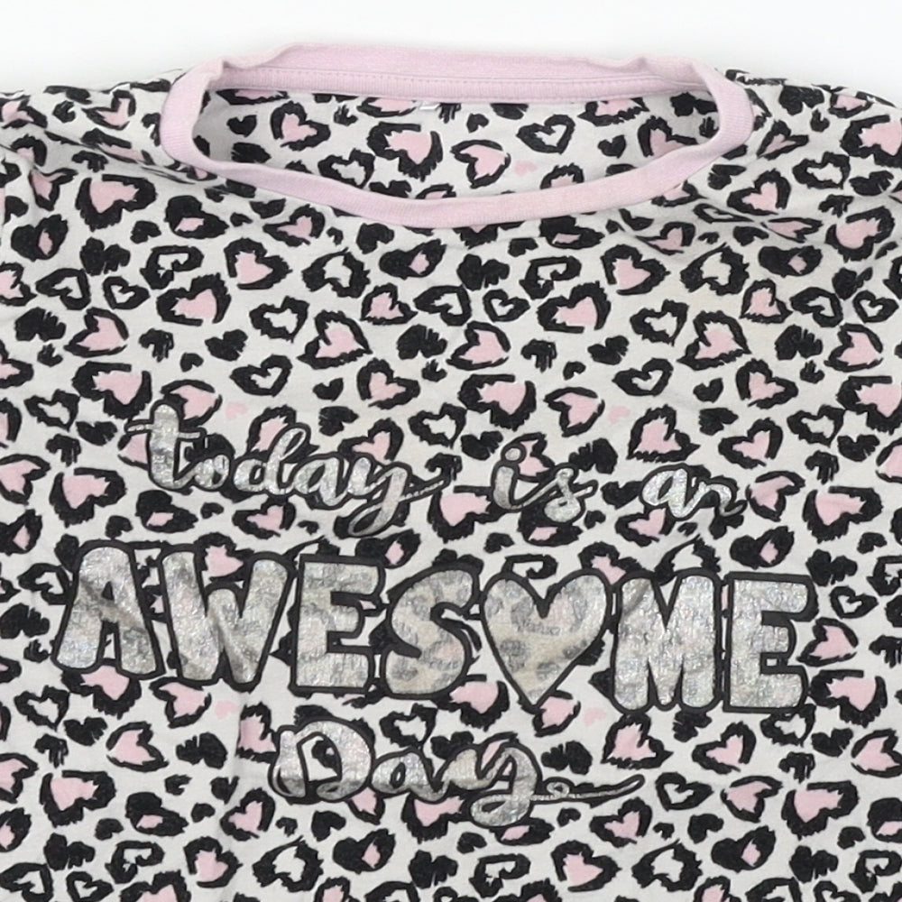 George Girls Pink Animal Print Jersey Basic T-Shirt Size 6-7 Years  - Awesome
