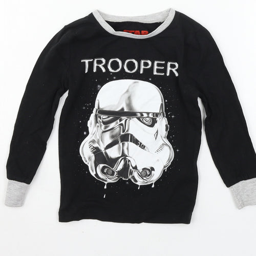 Character.com Boys Black Geometric Jersey  Pyjama Top Size 5 Years  - Storm Trooper