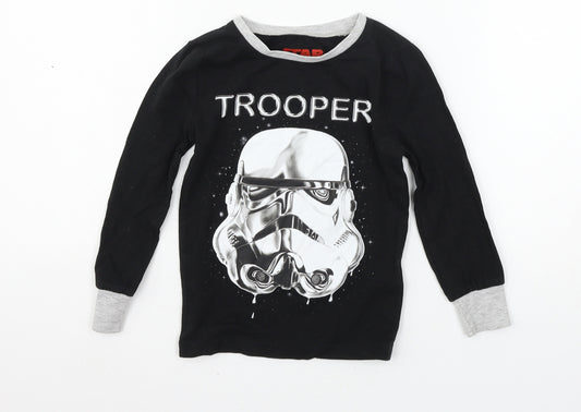 Front view of Character.com boys’ black geometric jersey pyjama top, size 5, years - storm trooper