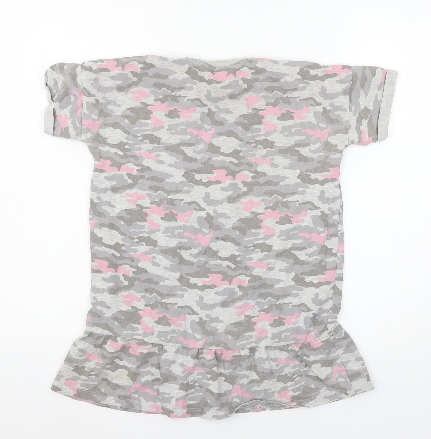 George Girls Grey Camouflage Jersey Basic T-Shirt Size 7-8 Years