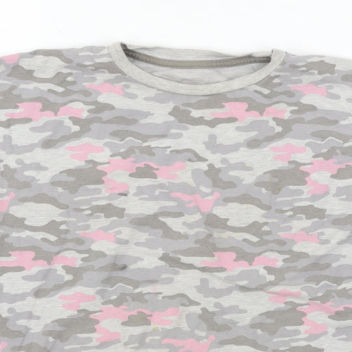 George Girls Grey Camouflage Jersey Basic T-Shirt Size 7-8 Years