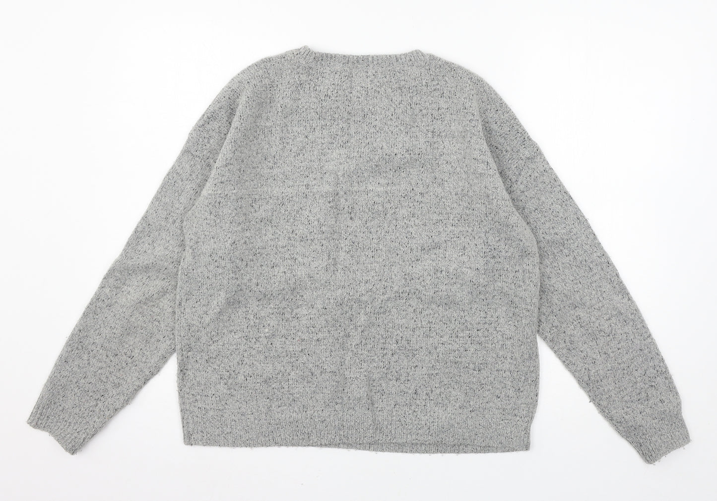 Primark Womens Grey  Knit Pullover Jumper Size 12  - Christmas Pug