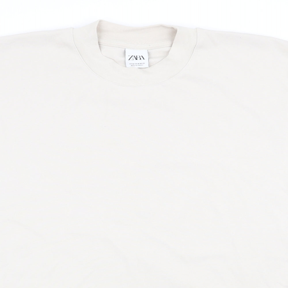 Zara Mens Beige    T-Shirt Size M