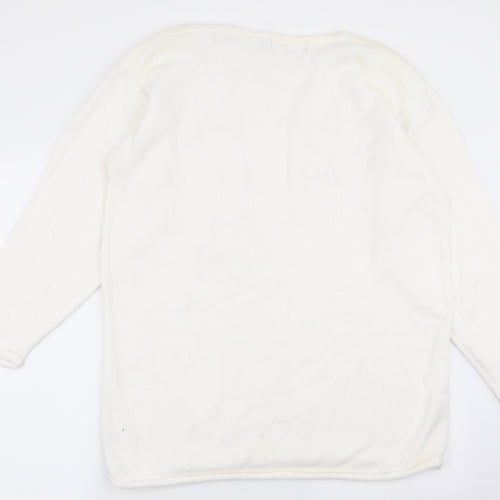 cote a cote Womens White Geometric  Pullover Jumper One Size