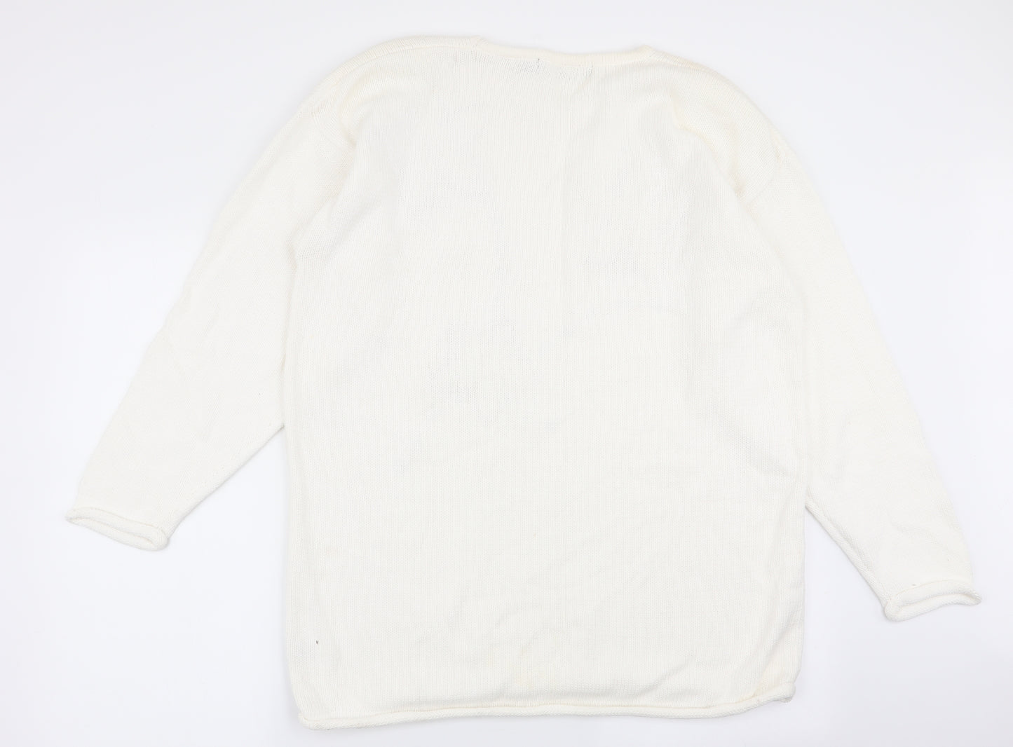 cote a cote Womens White Geometric  Pullover Jumper One Size