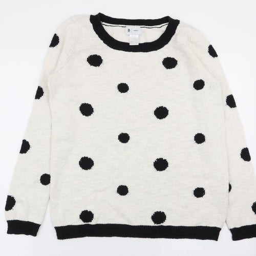 r edition Womens White Polka Dot  Pullover Jumper Size 10