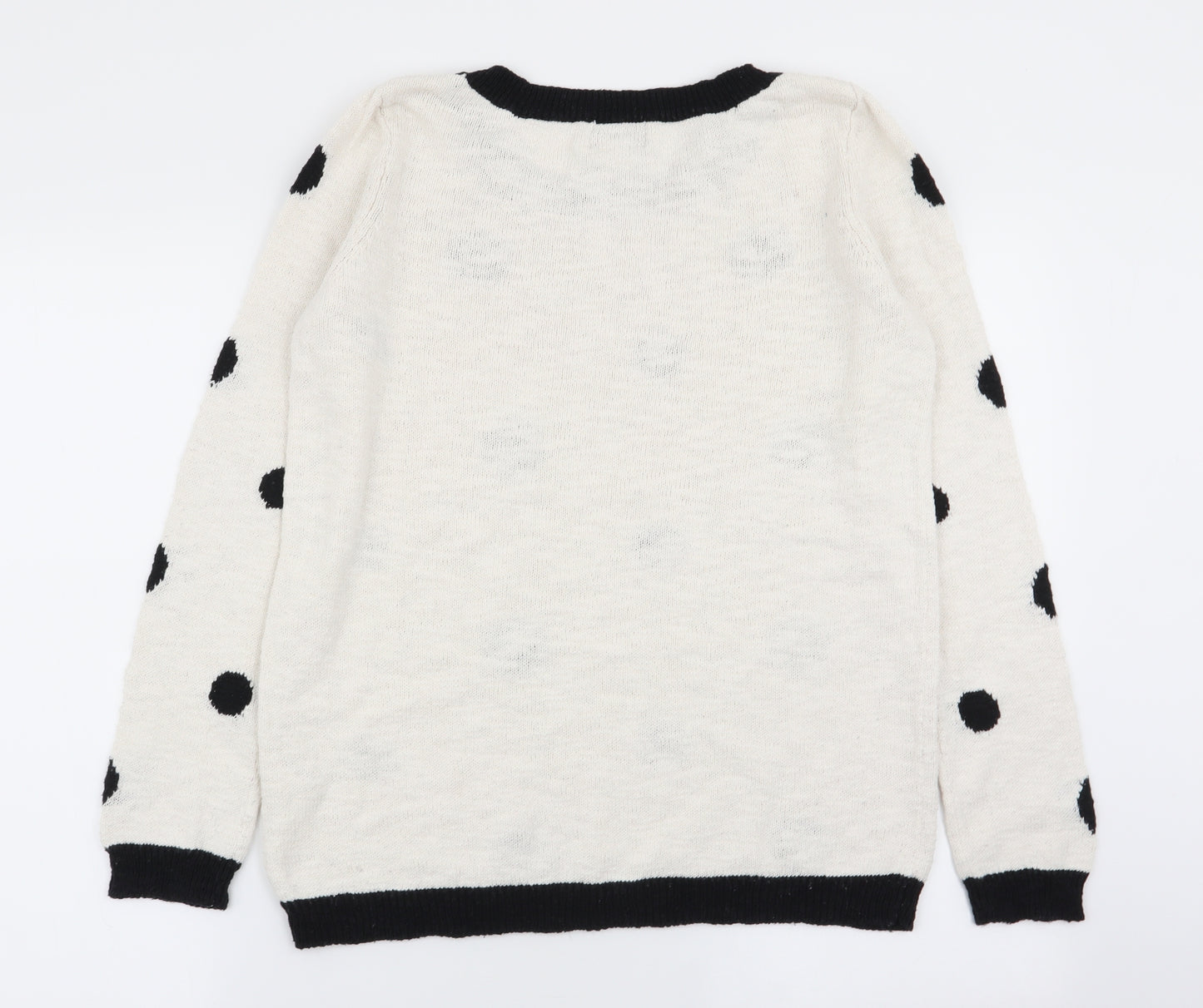 r edition Womens White Polka Dot  Pullover Jumper Size 10