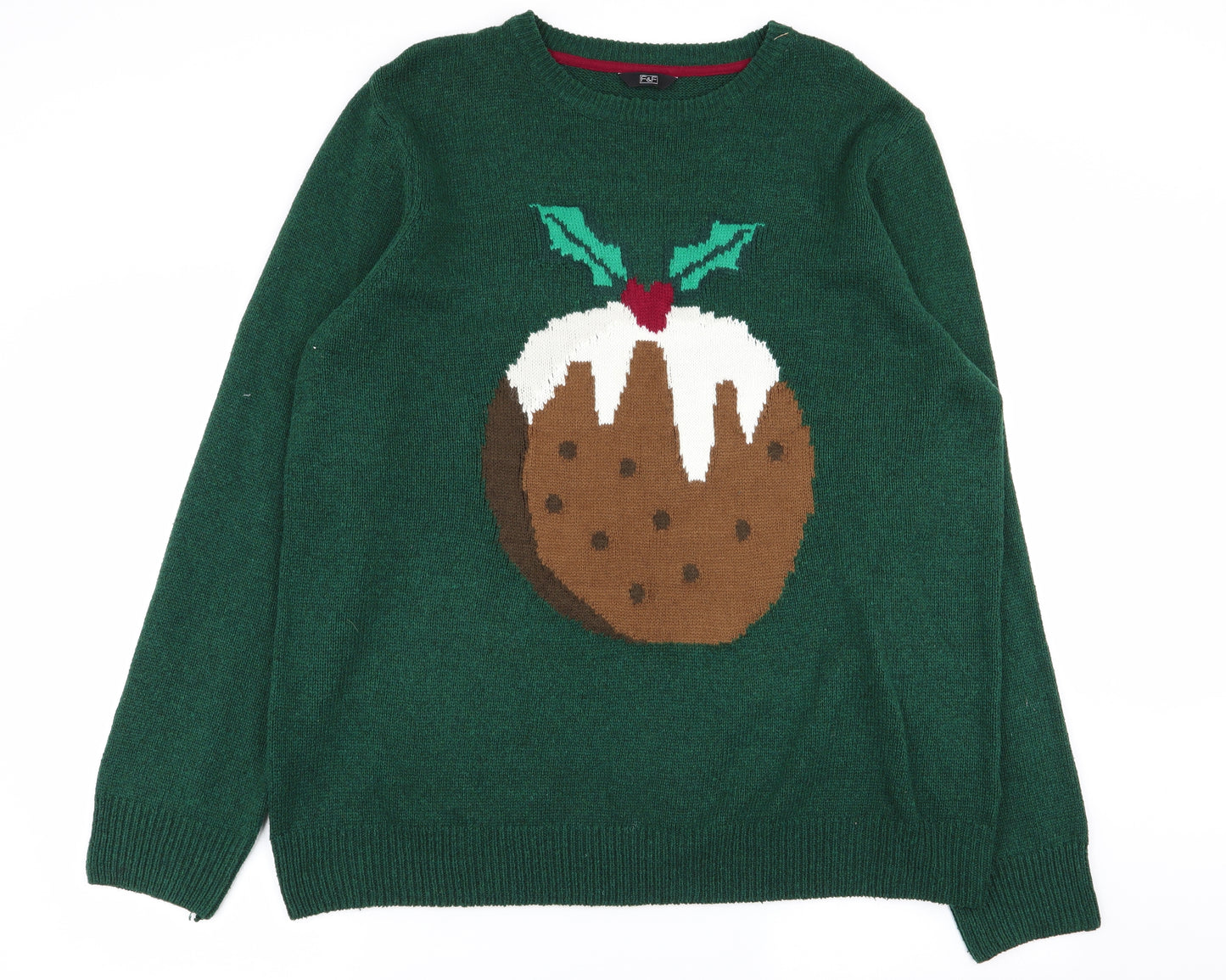 F&F Mens Green   Pullover Jumper Size 2XL  - christmas