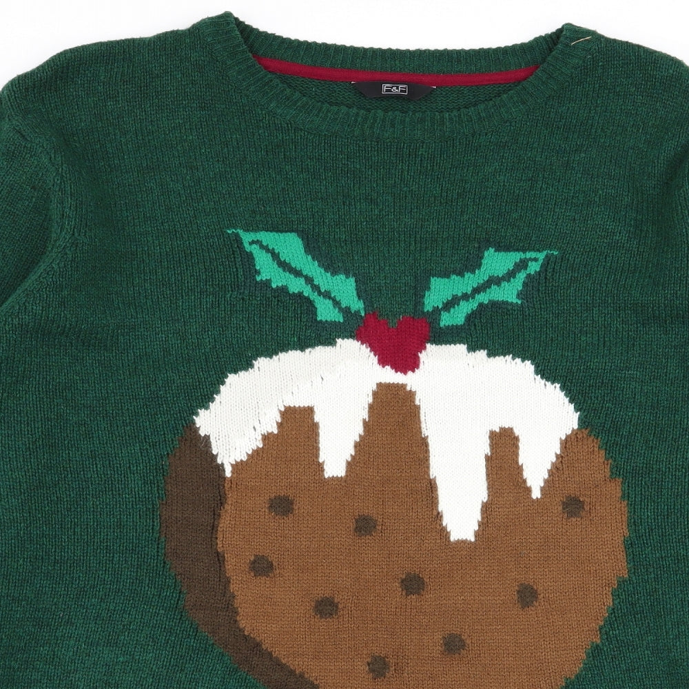 F&F Mens Green   Pullover Jumper Size 2XL  - christmas