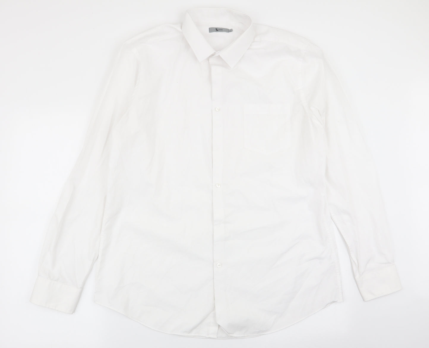 TU Mens White    Dress Shirt Size 17